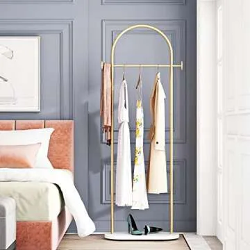 Stylish DR.IRON Gold Clothes Rack with Marble Base