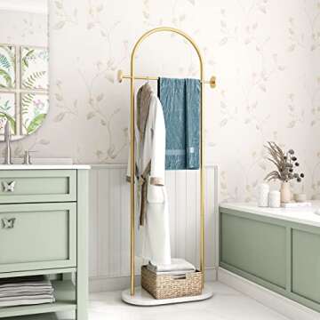 Stylish DR.IRON Gold Clothes Rack with Marble Base