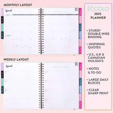 2025 Eccolo Large Spiral Agenda Planner - Stylish & Functional