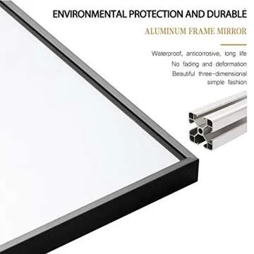 NeuType 64" x 21" Full Length Mirror, Aluminum Alloy Frame Floor Mirror with Stand, Large Bedroom Mirror, Free Standing or Wall Mounted or Leaning Against Wall, Black