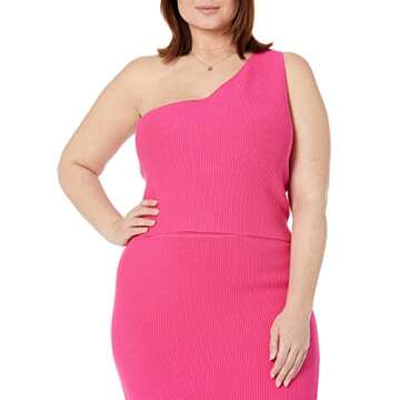 The Drop Women's Kofi Asymmetrical Cropped Sweater, Hot Pink, M