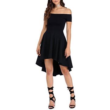 Sarin Mathews Womens Off The Shoulder Short Sleeve High Low Cocktail Skater Dress