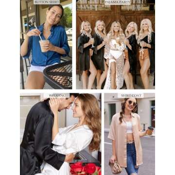 Ekouaer Women's Satin Sleep Night Shirt Dress XL