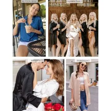 Ekouaer Women's Satin Sleep Night Shirt Dress XL