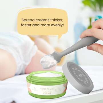 Large Size Baby Diaper Cream Spatula Applicator Soft Silicone Baby Butt Paste Spatula (2Pack,Sage/Gray)