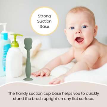 Large Size Baby Diaper Cream Spatula Applicator Soft Silicone Baby Butt Paste Spatula (2Pack,Sage/Gray)