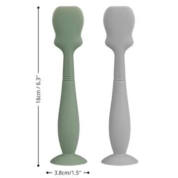 Large Size Baby Diaper Cream Spatula Applicator Soft Silicone Baby Butt Paste Spatula (2Pack,Sage/Gray)