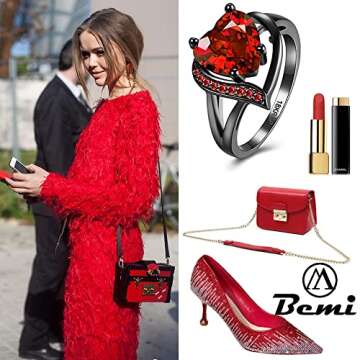 BEMI Romantic Black Gold Plated Promise Band Ring