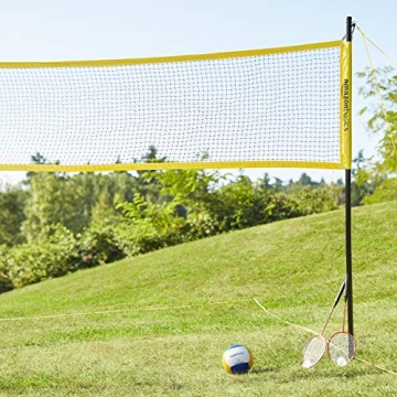 Amazon Basics Outdoor Volleyball and Badminton Set for Family Fun