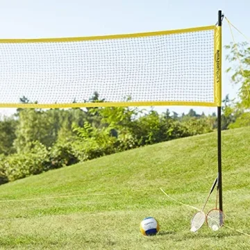 Amazon Basics Outdoor Volleyball and Badminton Set for Family Fun