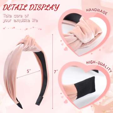 Women's Wide Velvet Twisted Knotted Headband - Pink Hair Accessory for Cocktail Dating or Christmas