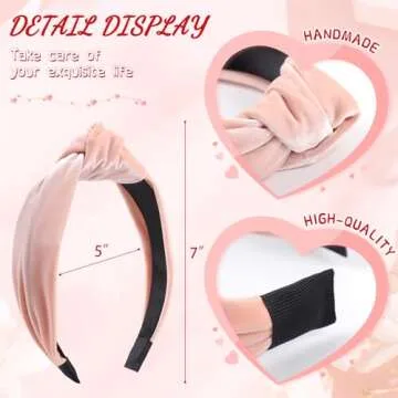 Women's Wide Velvet Twisted Knotted Headband - Pink Hair Accessory for Cocktail Dating or Christmas