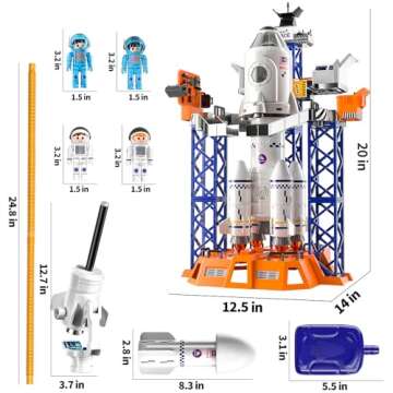 TEMI Space Shuttle Rocket Toys Rocket Launcher for Kids 3 4 5 6 7 8 9, 5-in-1 STEM Space Toys with L...