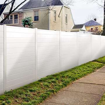 Elevens 48" W X 48" H Privacy Screen Outdoor Fence Panels for Air Conditioner and Trash Can, Vinyl Privacy Fence, Screen Kit (2 Panels-White)