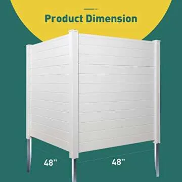 Elevens 48" W X 48" H Privacy Screen Outdoor Fence Panels for Air Conditioner and Trash Can, Vinyl Privacy Fence, Screen Kit (2 Panels-White)