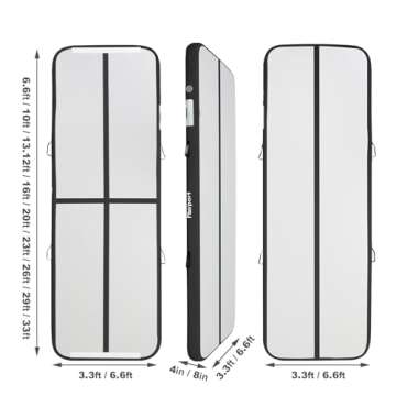 FBSPORT Inflatable Air Gymnastics Mat Training Mats 4/8 inches Thickness Gymnastics Tracks for Home ...