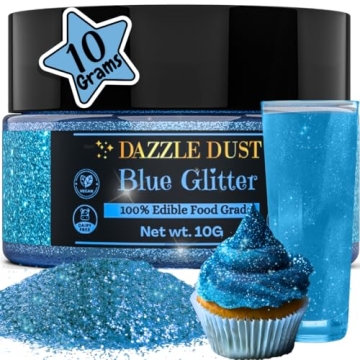 BULK-(10g) Blue Edible Glitter For Drinks Blue Sprinkles For Cake Decorating, Cocktails, Blue Luster...