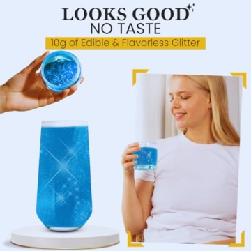 BULK-(10g) Blue Edible Glitter For Drinks Blue Sprinkles For Cake Decorating, Cocktails, Blue Luster Dust Edible Glitter For Cakes, Edible Cake Decorations 100% Food Safe, Vegan, Gluten Free.