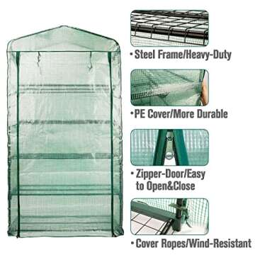 Worth Garden 50% Extra Wide Mini Greenhouse 5 Tier Portable Plant Green House 40in Wide -Sturdy Gard...