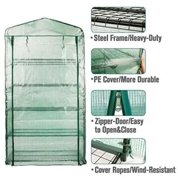 Worth Garden 50% Extra Wide Mini Greenhouse 5 Tier Portable Plant Green House 40in Wide -Sturdy Gard...