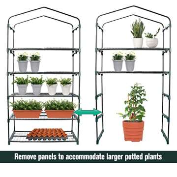Worth Garden 50% Extra Wide Mini Greenhouse 5 Tier Portable Plant Green House 40in Wide -Sturdy Gardening Shelves with PE Cover & Roll-Up Zipper Door - Indoor & Outdoor Use - 19″W. x 40″L. x75″H.