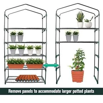 Worth Garden 50% Extra Wide Mini Greenhouse 5 Tier Portable Plant Green House 40in Wide -Sturdy Gardening Shelves with PE Cover & Roll-Up Zipper Door - Indoor & Outdoor Use - 19″W. x 40″L. x75″H.