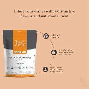 Just Jaivik 100% Organic Fenugreek Powder 0.5 lb / 227 gm / 08 oz | Trigonella Foenum Methi Powder | Supports Healthy Digestive System & Boosts Immunity | USDA Certified Organic