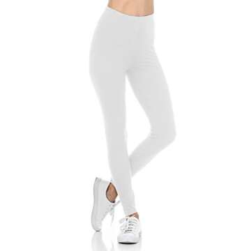 bluensquare Leggings Juniors Teens Stretched ONE Size -Amazon Famous Buttery Soft Leggings (White, One Size)
