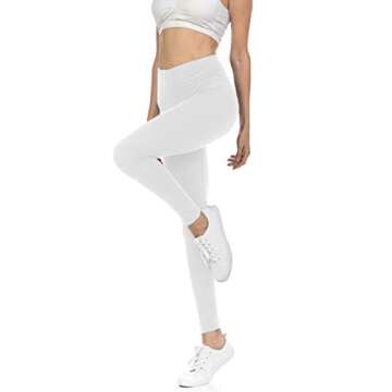 bluensquare Leggings Juniors Teens Stretched ONE Size -Amazon Famous Buttery Soft Leggings (White, One Size)