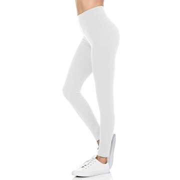 bluensquare Leggings Juniors Teens Stretched ONE Size -Amazon Famous Buttery Soft Leggings (White, One Size)