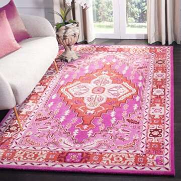 SAFAVIEH Bellagio Collection Area Rug - 5' x 8', Red & Pink, Handmade Medallion Wool, Ideal for High...