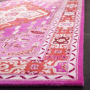 SAFAVIEH Bellagio Collection Area Rug - 5' x 8', Red & Pink, Handmade Medallion Wool, Ideal for High Traffic Areas in Living Room, Bedroom (BLG545B)