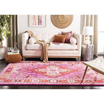 SAFAVIEH Bellagio Collection Area Rug - 5' x 8', Red & Pink, Handmade Medallion Wool, Ideal for High Traffic Areas in Living Room, Bedroom (BLG545B)