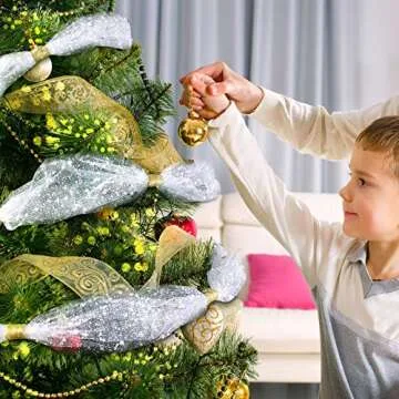 Durable 4 Rolls Christmas Poly Mesh Ribbon for Crafting