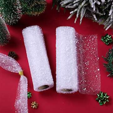 Durable 4 Rolls Christmas Poly Mesh Ribbon for Crafting