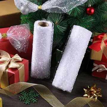 Durable 4 Rolls Christmas Poly Mesh Ribbon for Crafting