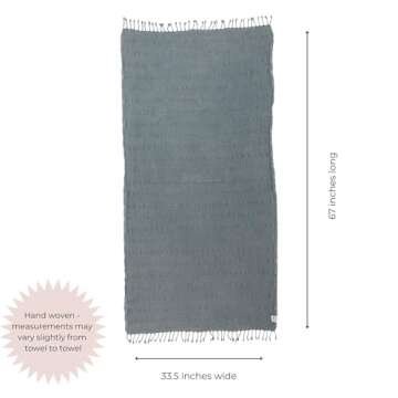 InfuseZen Stonewashed Turkish Bath & Beach Towel –100% Organic Turkish Cotton - Soft, Lightweight, Absorbent - Quick Dry, Sand Free - Swim, Pool, Shower, Travel - Peshtemal, Hammam Spa Towel - Denim