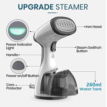 Steamer for Clothes, Kolohoso 1500W Fast Heat Up Handheld Garment Steamer, Portable Travel Clothing ...