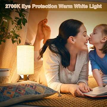 UCHENTON Table Lamp for Bedroom - Small Beside Lamps for Night Stands Home Office - Minimalist Desig...