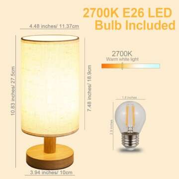 UCHENTON Table Lamp for Bedroom - Small Beside Lamps for Night Stands Home Office - Minimalist Design Warm Light Mini Boho Lamp - Fits in Kids,Living,Nursey Room,College Dorm - Awesome Gift Choice