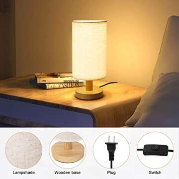 UCHENTON Table Lamp for Bedroom - Small Beside Lamps for Night Stands Home Office - Minimalist Design Warm Light Mini Boho Lamp - Fits in Kids,Living,Nursey Room,College Dorm - Awesome Gift Choice