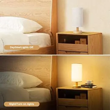 UCHENTON Table Lamp for Bedroom - Small Beside Lamps for Night Stands Home Office - Minimalist Design Warm Light Mini Boho Lamp - Fits in Kids,Living,Nursey Room,College Dorm - Awesome Gift Choice