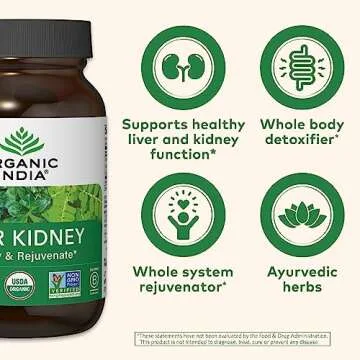 ORGANIC INDIA Liver and Kidney Cleanse Detox Repair - Herbal Supplement - Detoxify & Rejuvenate, Supports Healthy Liver & Kidney Function, Vegan, USDA Certified Organic, Non-GMO - 90 Capsules