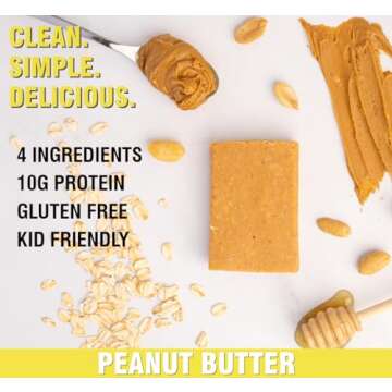 KiZE Energy Peanut Butter High Protein Snack Bars, 10 Count, 10g Grass-Fed Whey Protein, Gluten Free, Non-GMO, Soy Free, Mission Based, Made in USA