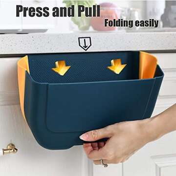 NEEMAY Small Hanging Folding Trash Can, 3.0 Liters, White, Plastic and Silicone