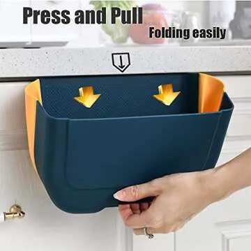 NEEMAY Small Hanging Folding Trash Can, 3.0 Liters, White, Plastic and Silicone