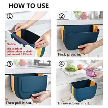 NEEMAY Small Hanging Folding Trash Can, 3.0 Liters, White, Plastic and Silicone