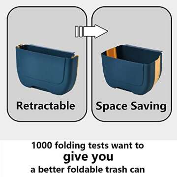 NEEMAY Small Hanging Folding Trash Can, 3.0 Liters, White, Plastic and Silicone