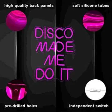 Disco Made Me Do It Led Neon Light Signs for Wall Decor, Pink Neon Light Signs for Bedroom Bachelorette Party Birthday Wedding Engagement Party Bar Club Neon Sign Art GIft(12.4 * 16.1in)