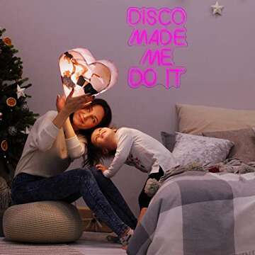 Disco Made Me Do It Led Neon Light Signs for Wall Decor, Pink Neon Light Signs for Bedroom Bachelorette Party Birthday Wedding Engagement Party Bar Club Neon Sign Art GIft(12.4 * 16.1in)